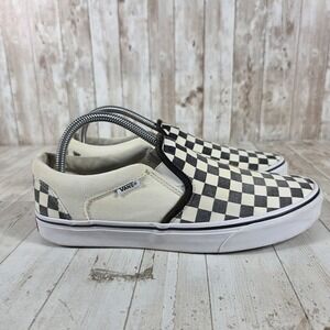 Vans Classic Slip-On Checkerboard Black White Sneakers Mens 9 Womens 10.5 721356
